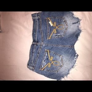 distressed jean shorts